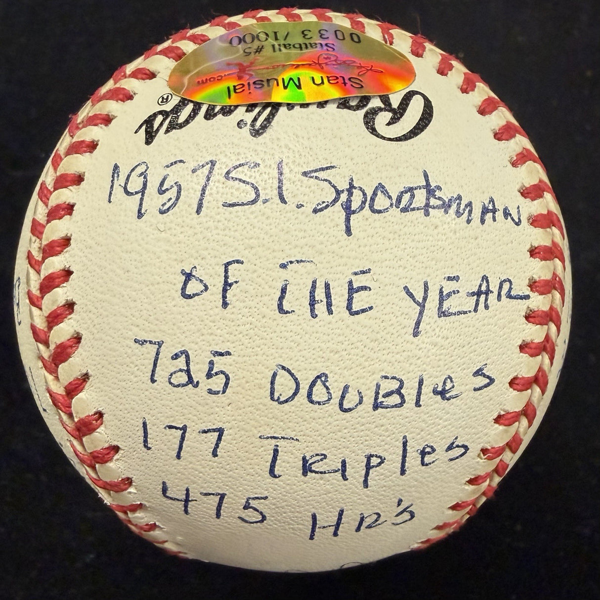 Stan Musial Signed Reggie Jackson Stat Baseball Complete Box Bag Cert