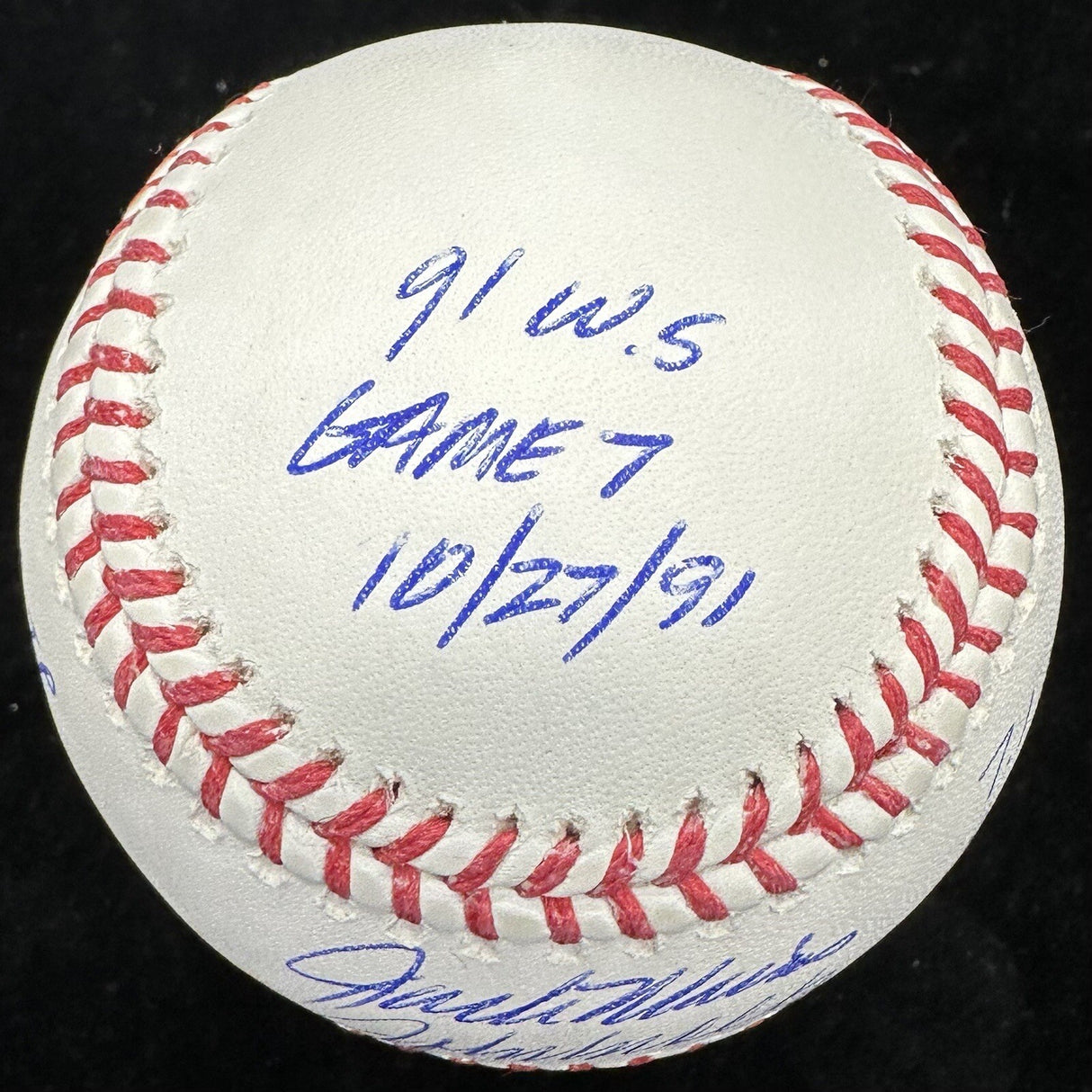 Jack Morris John Smoltz 1991 World Series Game 7 Dual Signed Stat Baseball BAS