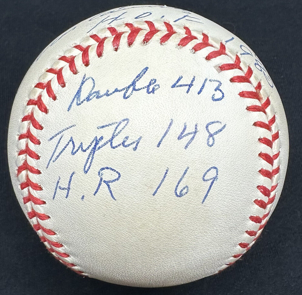 Enos Country Slaughter HOF 1985 Signed Stat Baseball PSA/DNA