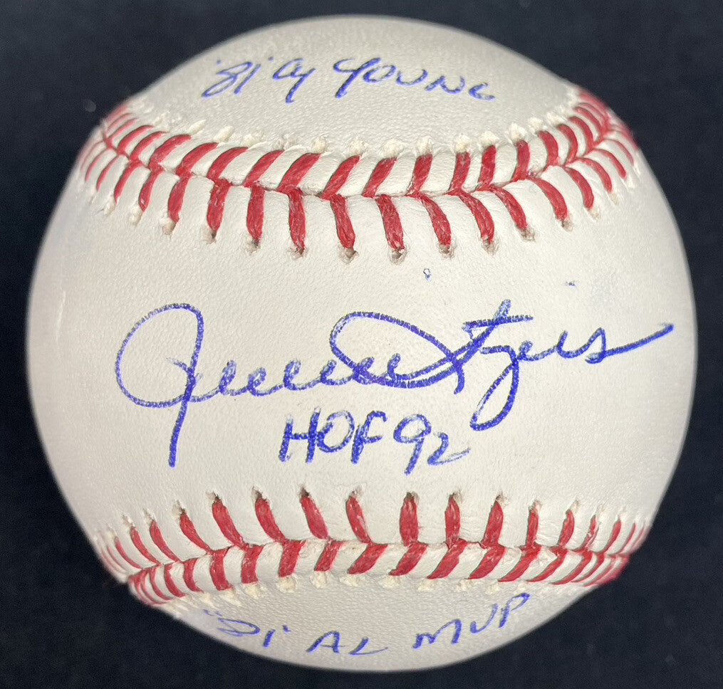 Rollie Fingers HOF 92 81 Cy Young 81 AL MVP Signed Baseball JSA Witness