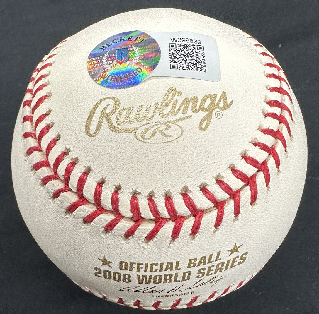 Cole Hamels 2008 World Series MVP Signed Signed 08 WS Logo Baseball Beckett Wit