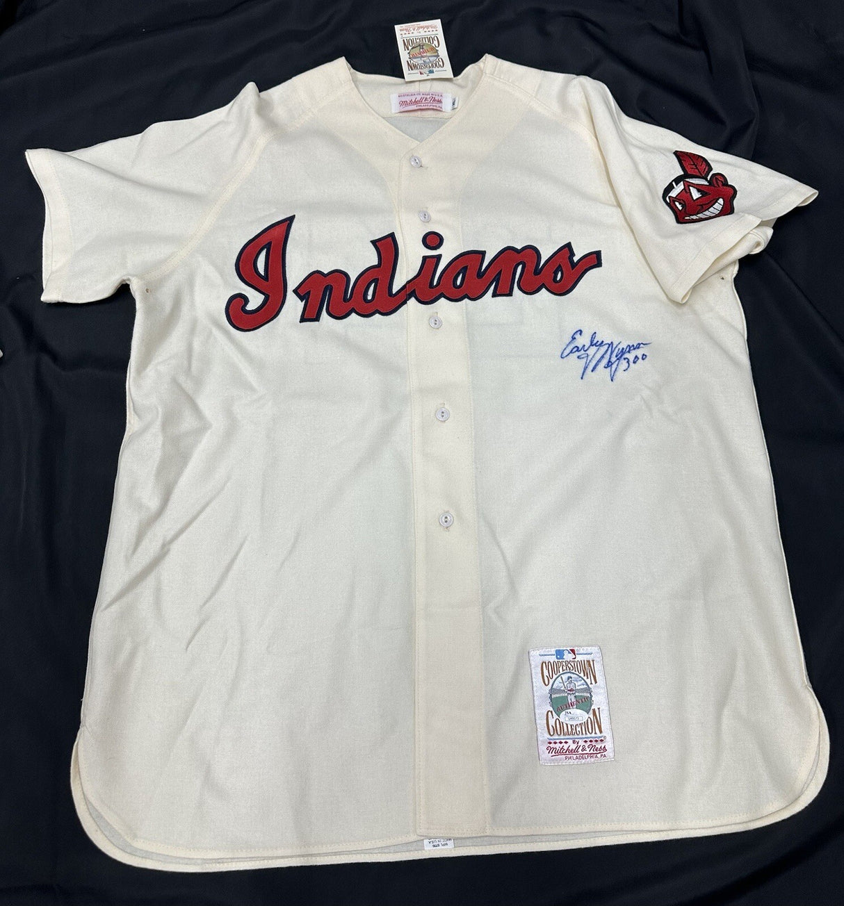 Early Wynn 300 Signed Authentic Cleveland Indians Mitchell Ness Jersey JSA