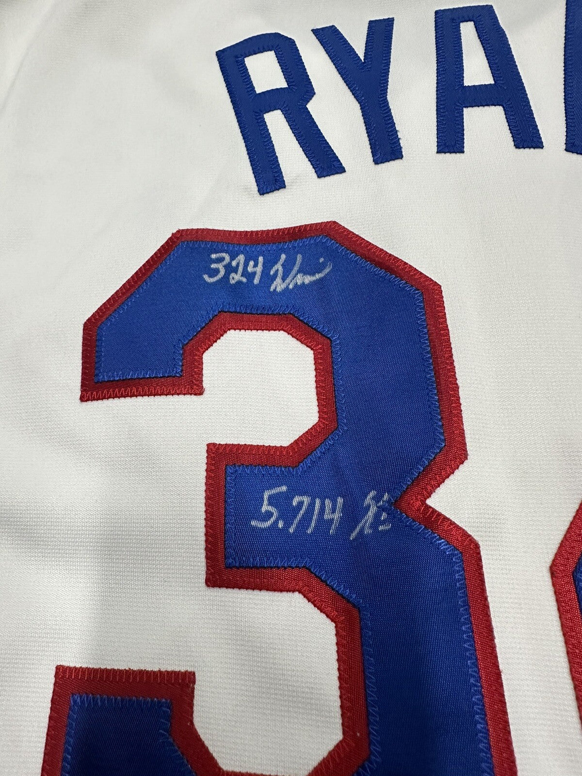 Nolan Ryan Signed Authentic Rangers Mitchell Ness Stat Jersey JSA LOA
