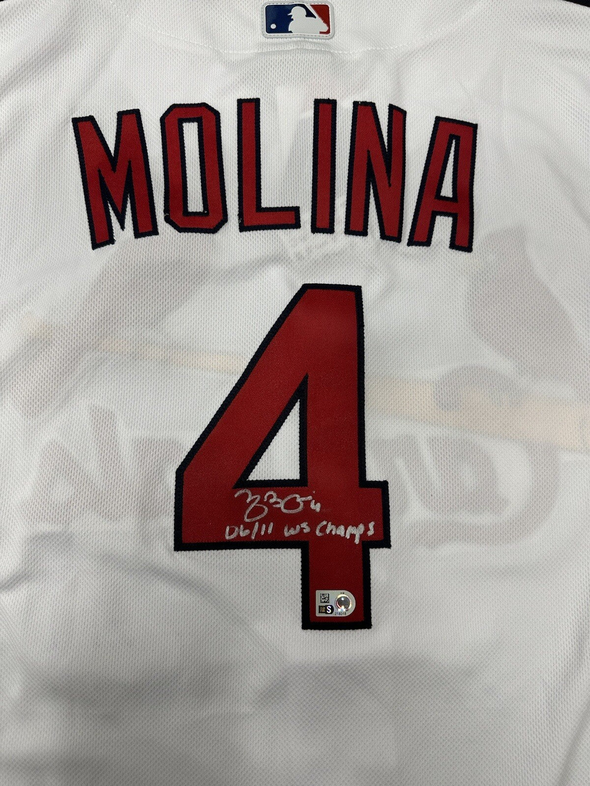 Yadier Molina 06, 11 WS Champs Signed Authentic Nike Cardinals Jersey MLB Holo