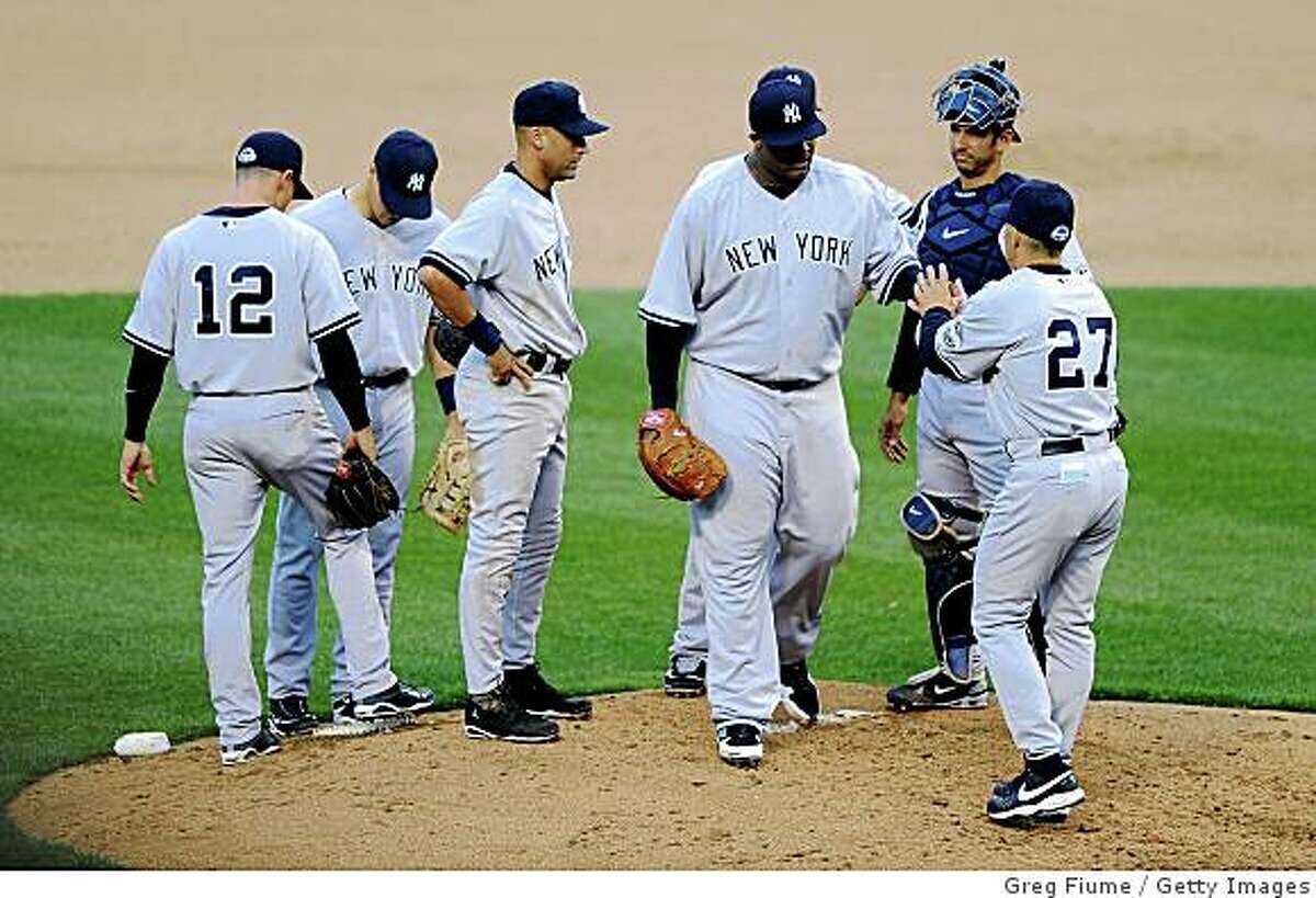 CC Sabathia Game Used Opening Day 2009 Rawlings 1st Yankee Glove Photo Matched