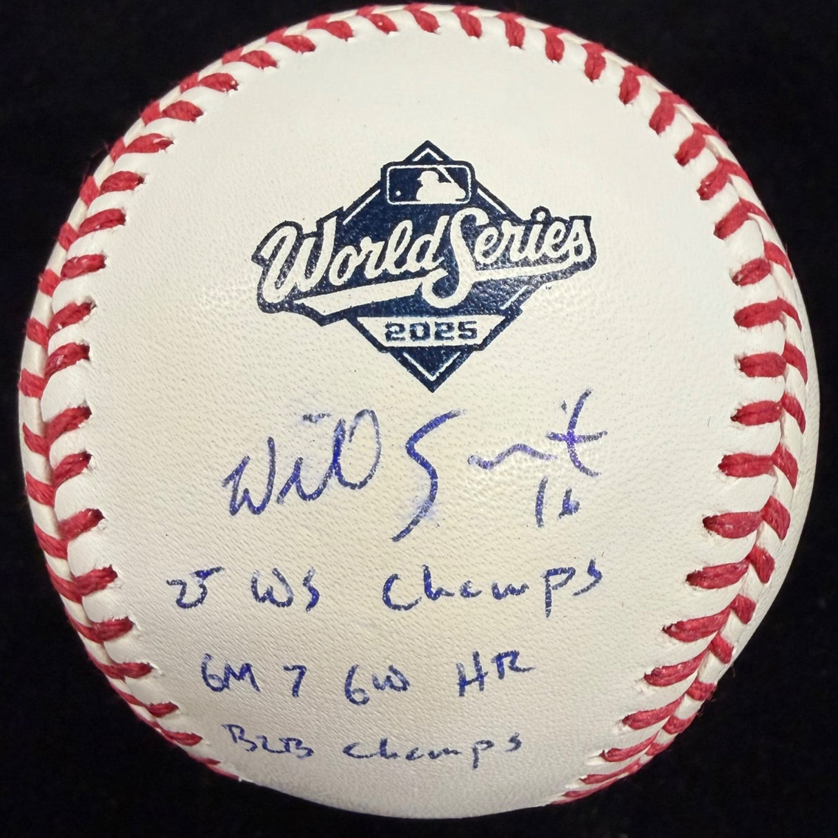 Will Smith 2025 World Series Game 7 GWHR Signed Logo Baseball MLB Holo Fanatics
