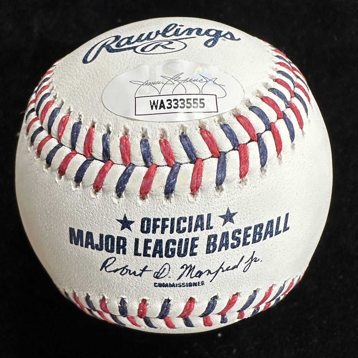 Tom Glavine Stat Signed Atlanta Braves Team Stitch Logo Baseball JSA