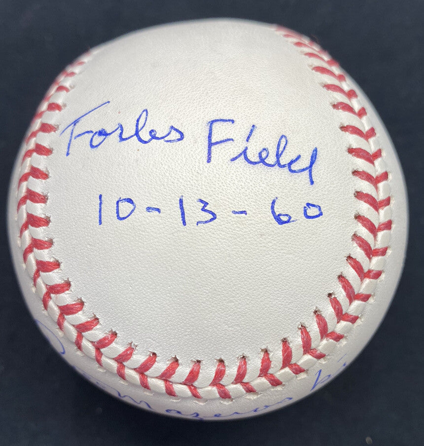 Bill Mazeroksi 1960 WS Game 7 GWHR Signed Stat Baseball JSA Witness