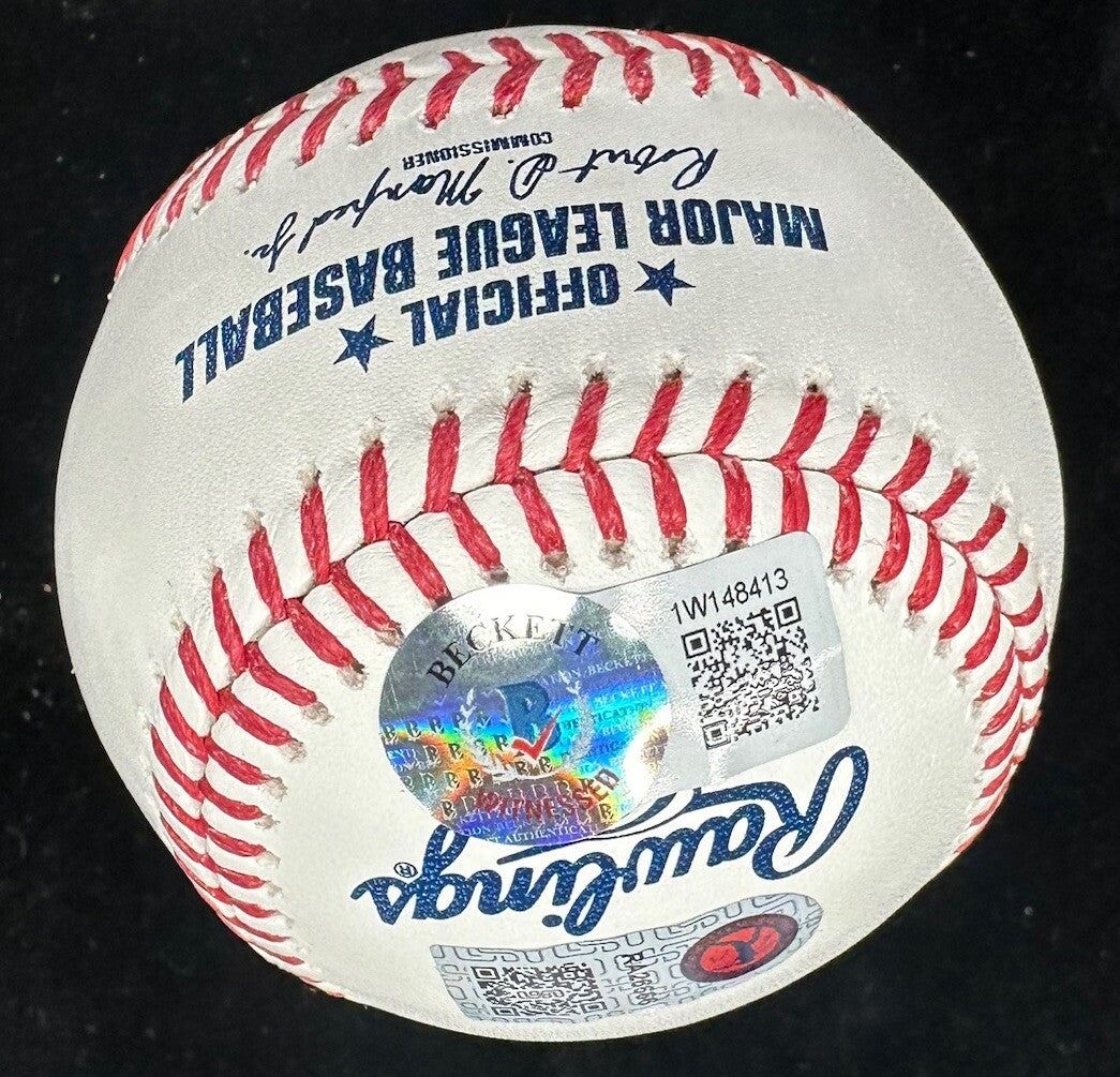 Ronald Acuna Jr. 2023 NL MVP Signed Stat Baseball Beckett Witness Hologram