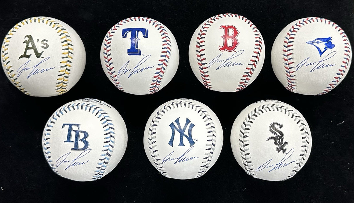 Jose Canseco 7 Team Stitched Logo Signed Baseball Set JSA