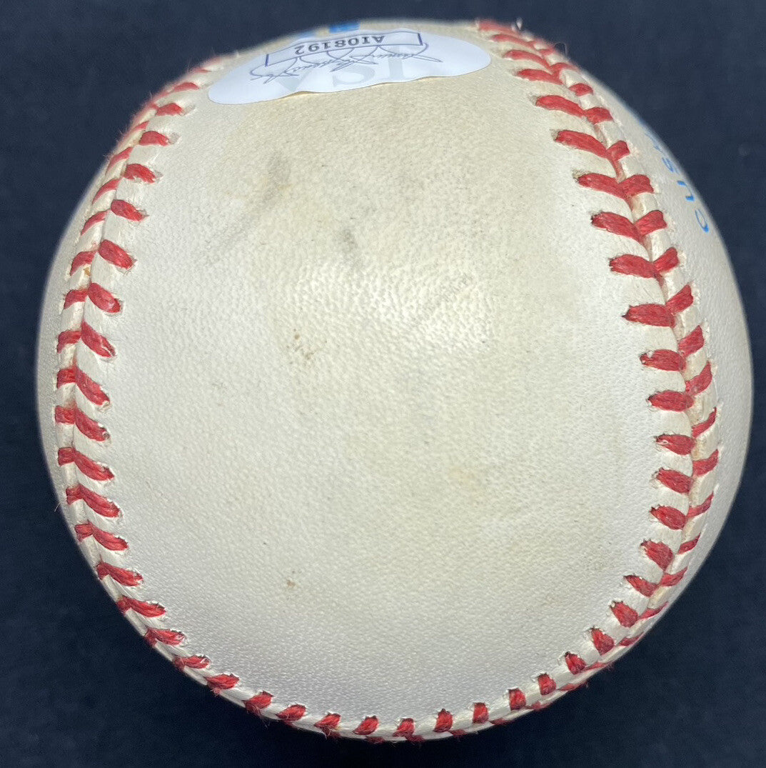 Lou Boudreau HOF 1970 MVP 1948 Batting Champ 1944 Signed Stat Baseball JSA