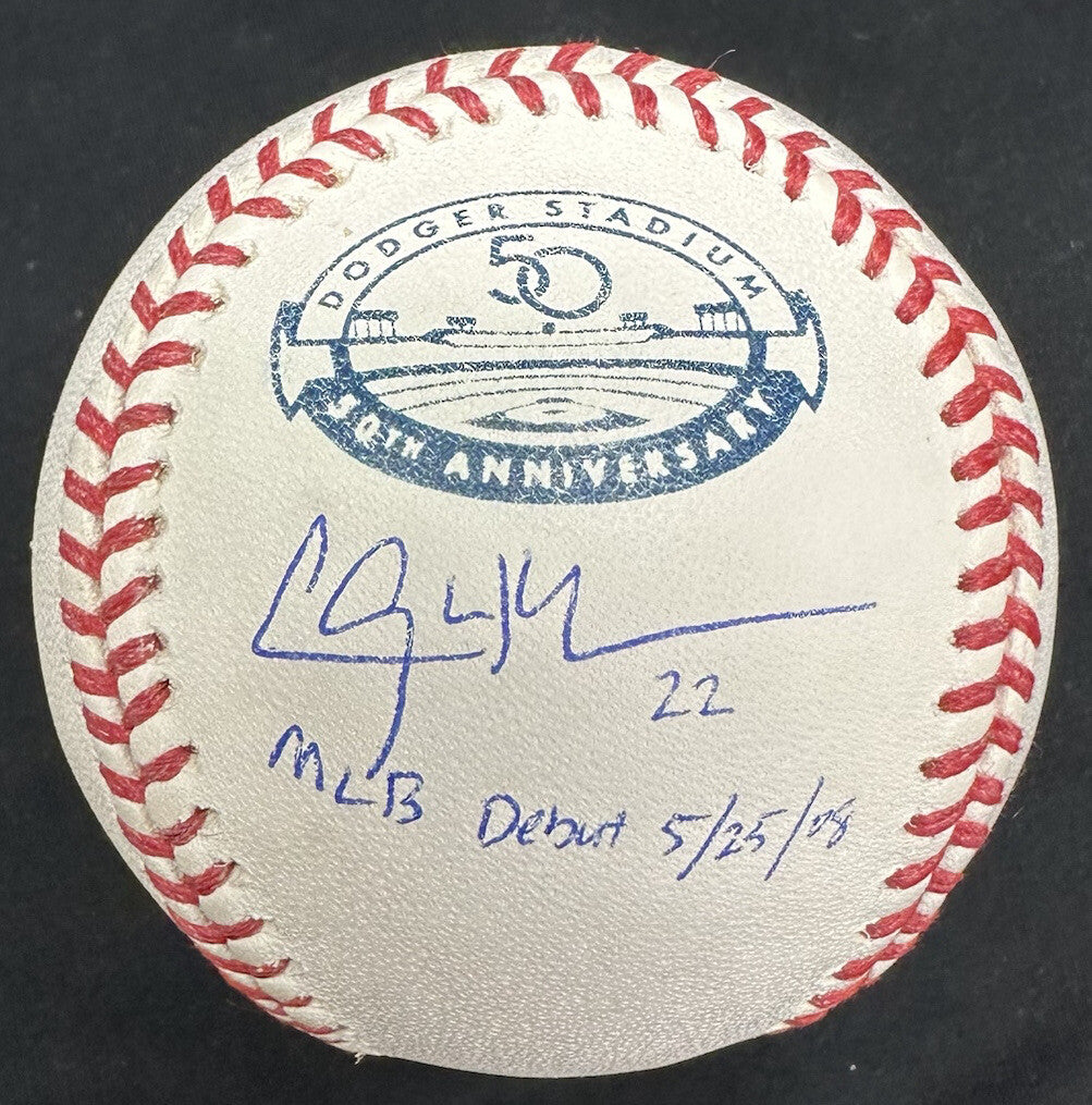 Clayton Kershaw MLB Debut 5/25/08 Signed Dodgers 50th Logo Baseball Beckett Wit