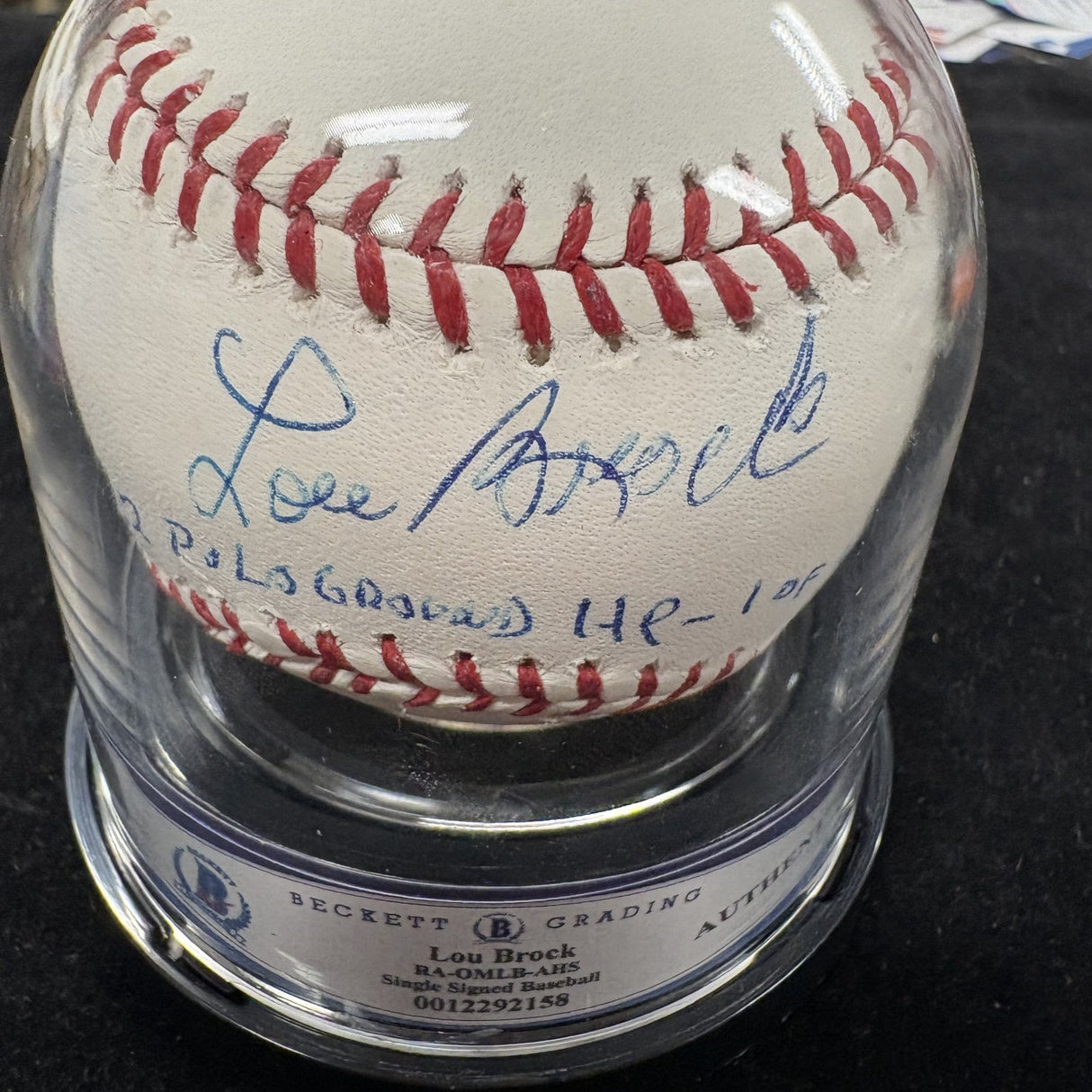 Lou Brock 62 Polo Ground HR - 1/4 Signed Baseball Encapsulated BAS JSA Witness