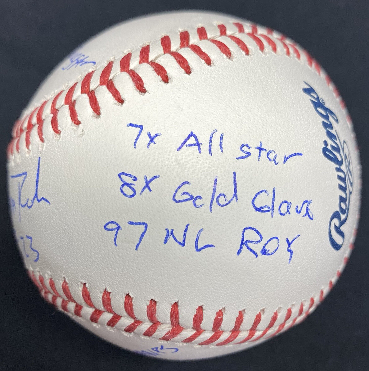 Scott Bruce Rolen HOF 2023 Signed Stat Baseball Beckett Witness Hologram