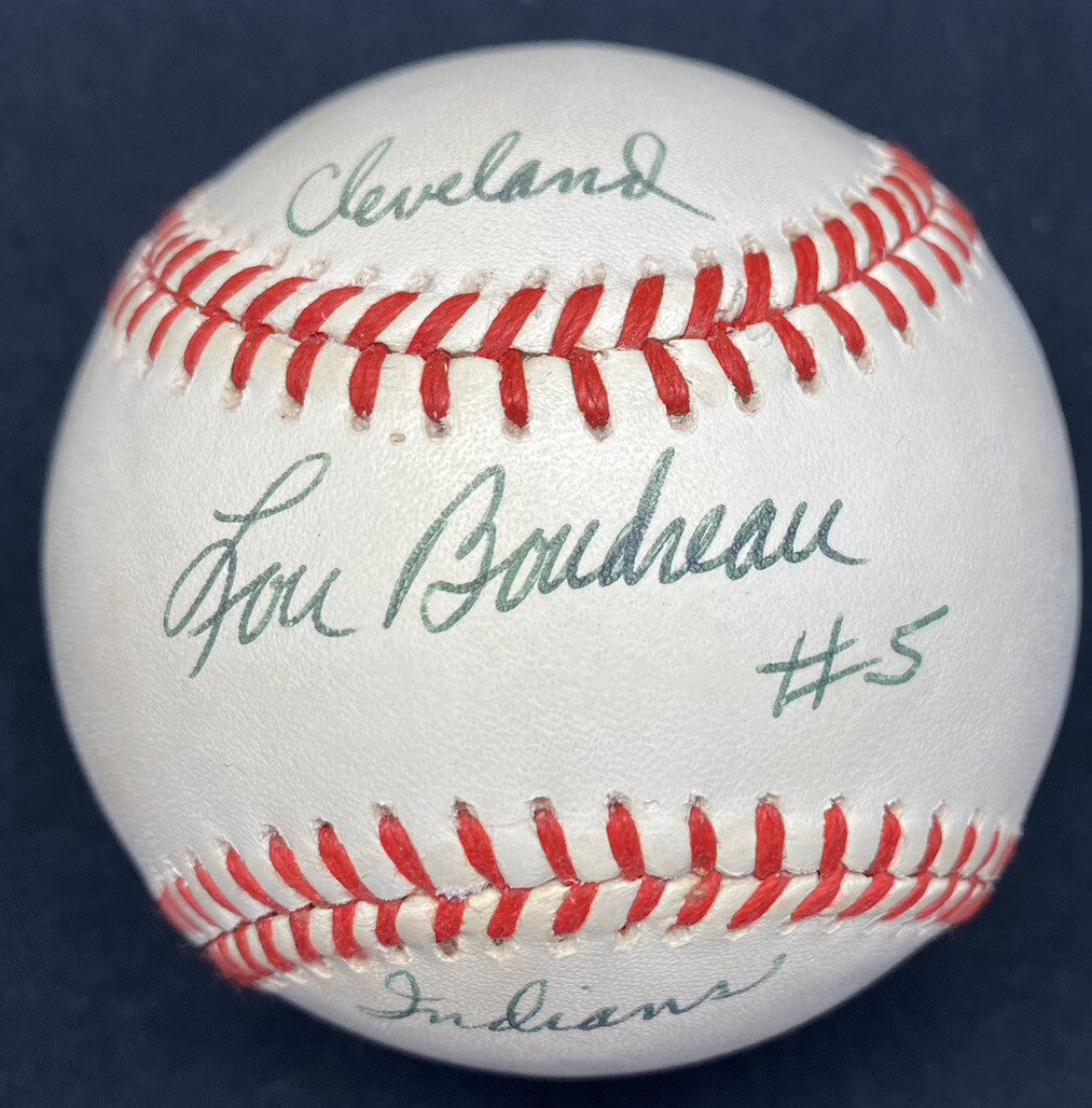Lou Boudreau Cleveland Indians #5 Signed Baseball JSA
