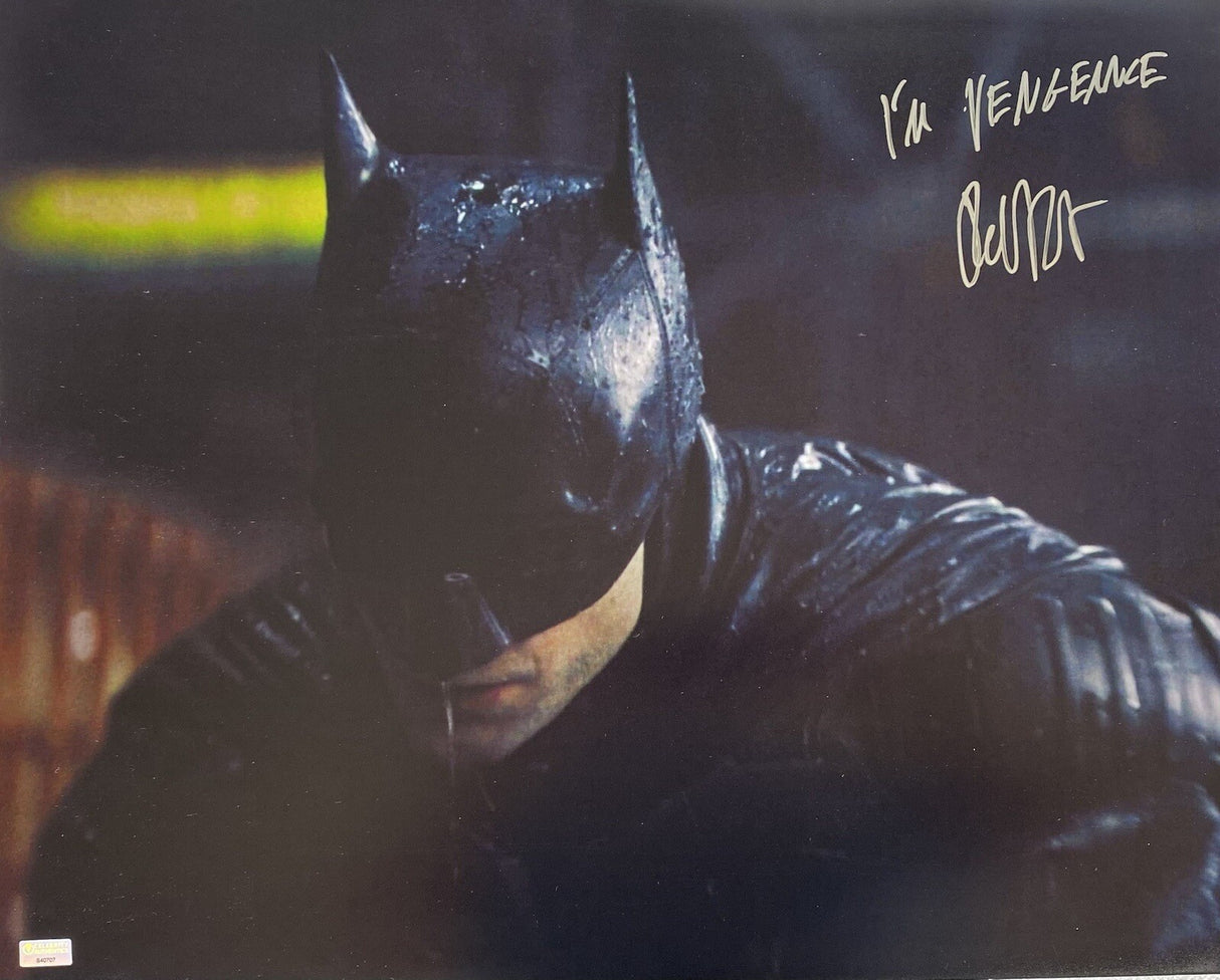 Robert Pattinson I’m Vengeance Signed The Batman 16x20 Photo Celeb Authentics