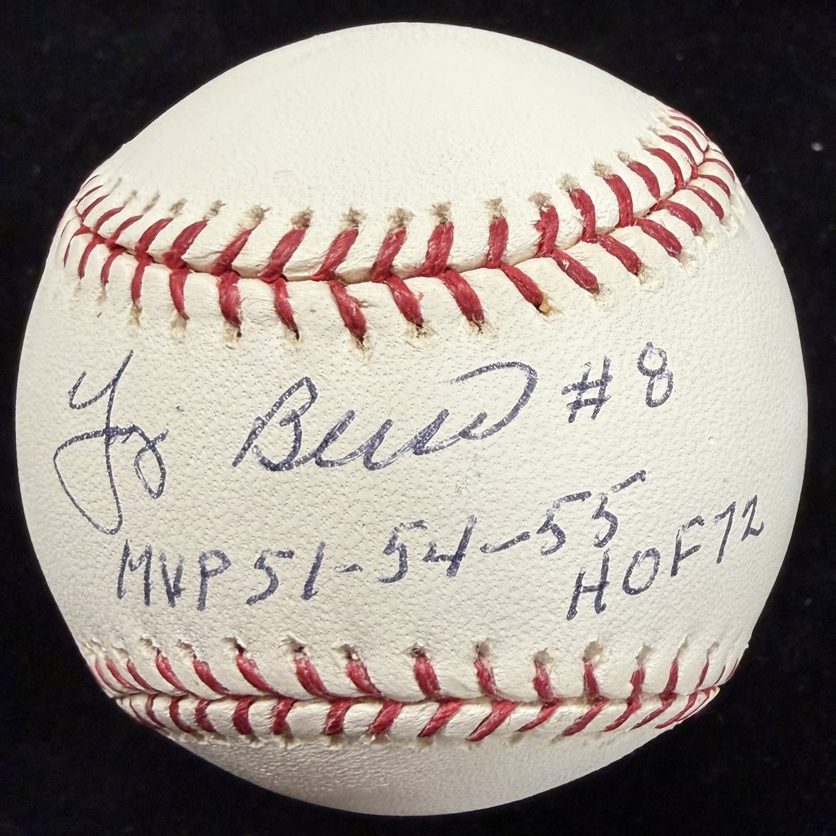 Yogi Berra MVP 51 54 55 HOF 72 #8 Signed Baseball JSA Holo Only