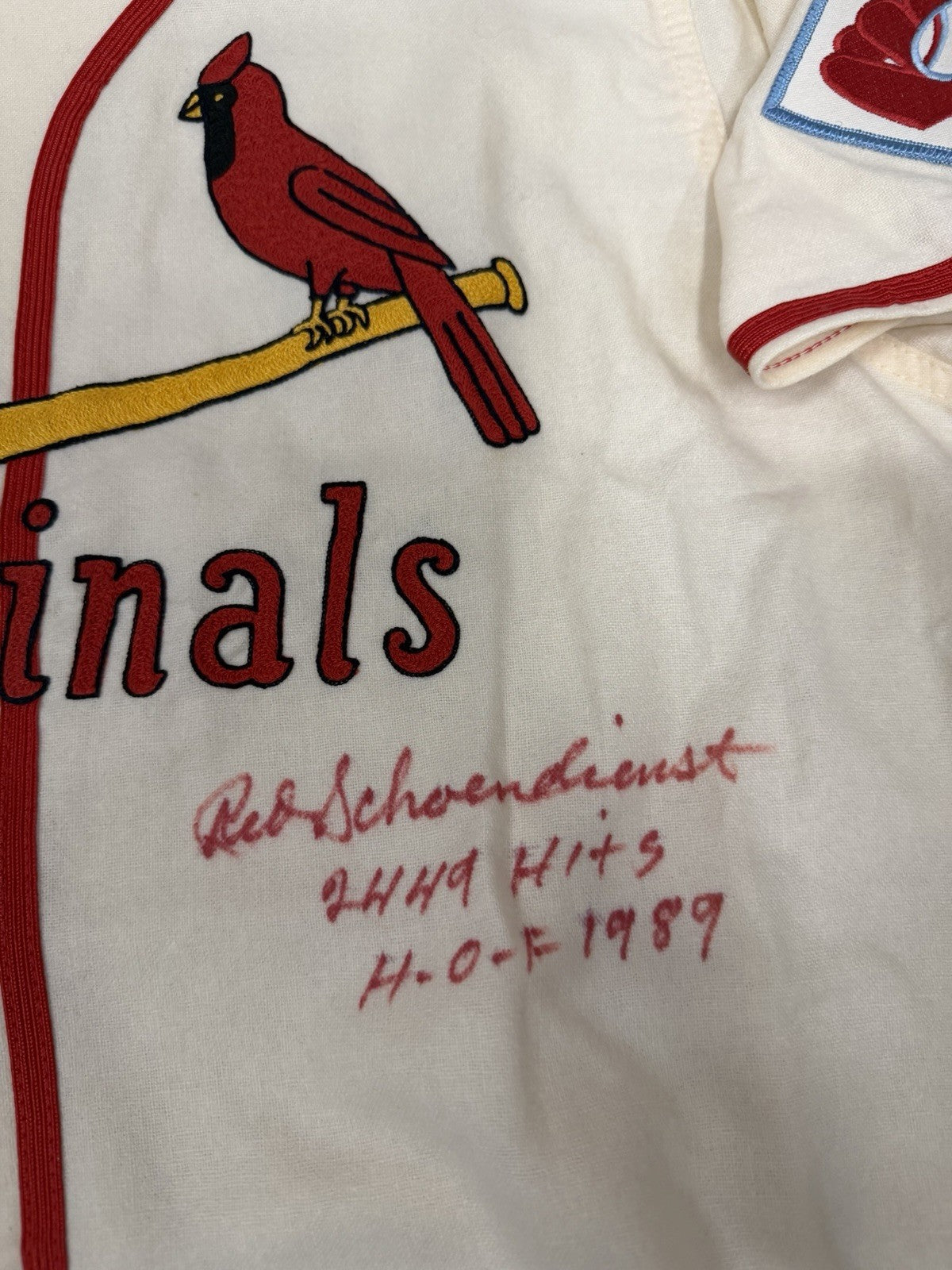 Red Schoendienst HOF 89 2449 Hits Signed Authentic Cardinals M&N Jersey JSA