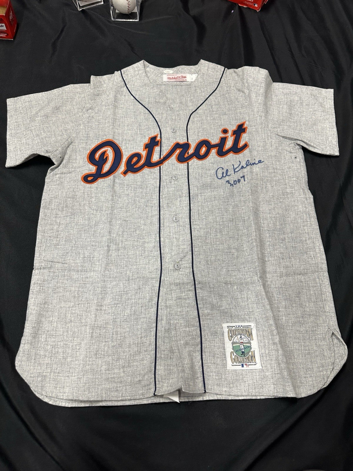 Al Kaline 3007 (Hits) Signed Authentic Tigers Road Mitchell Ness Jersey JSA