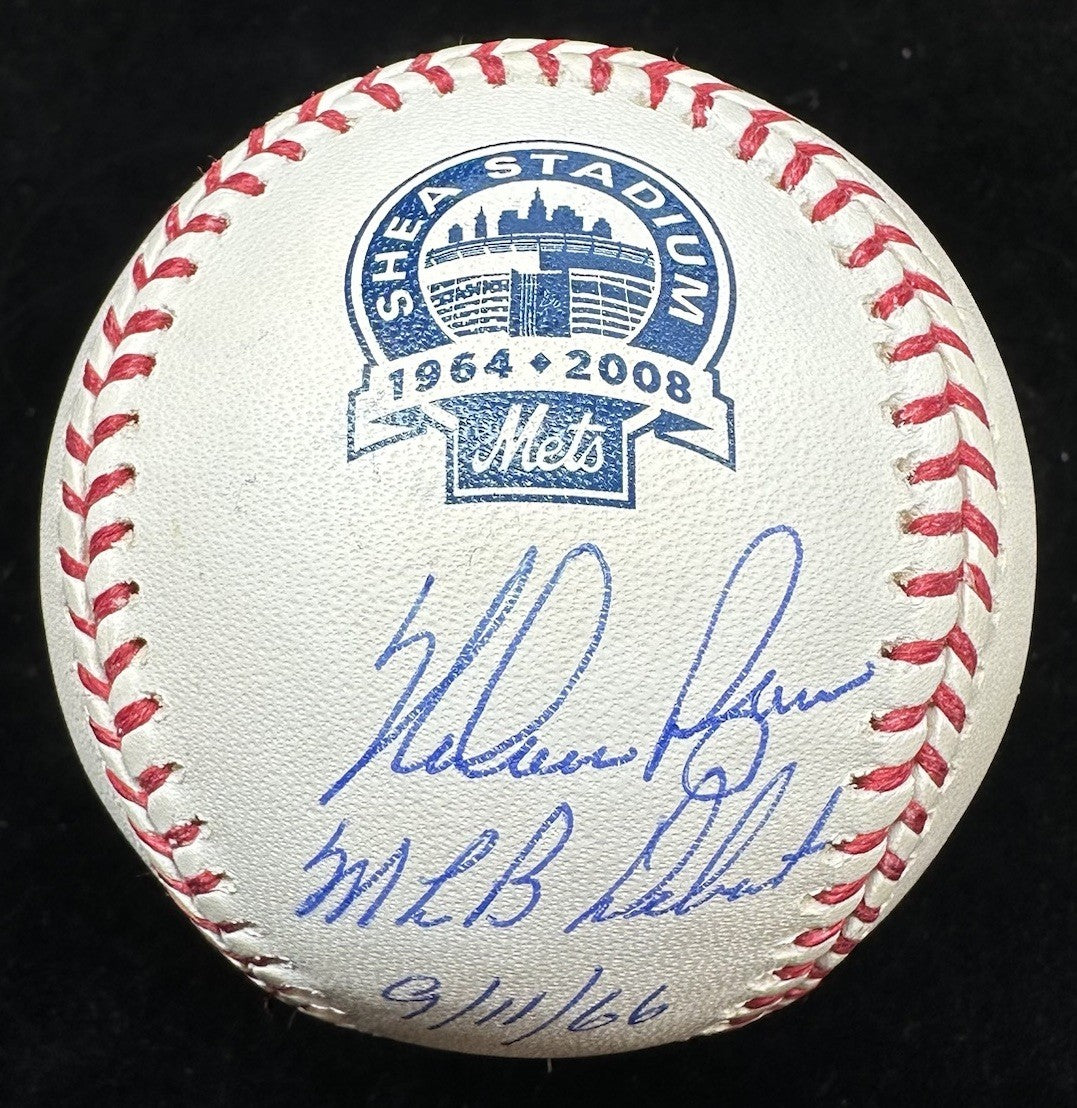 Nolan Ryan MLB Debut Signed Shea Stadium Logo Baseball Ryan Foundation Holo