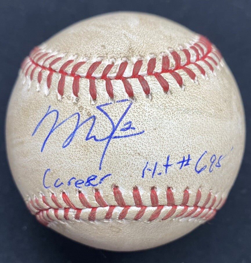 Mike Trout Game Used Signed Career Hit #698 Baseball MLB Holo Angels