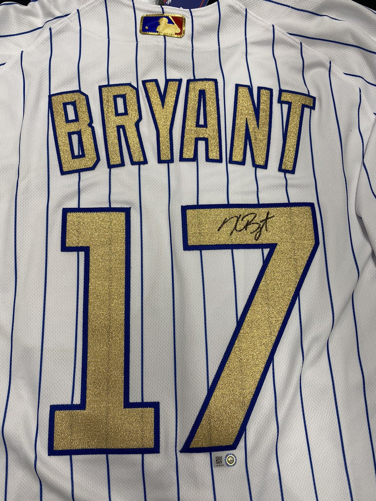 Kris Bryant Signed Authentic Chicago Cubs Ring Ceremony Gold Jersey MLB Holo