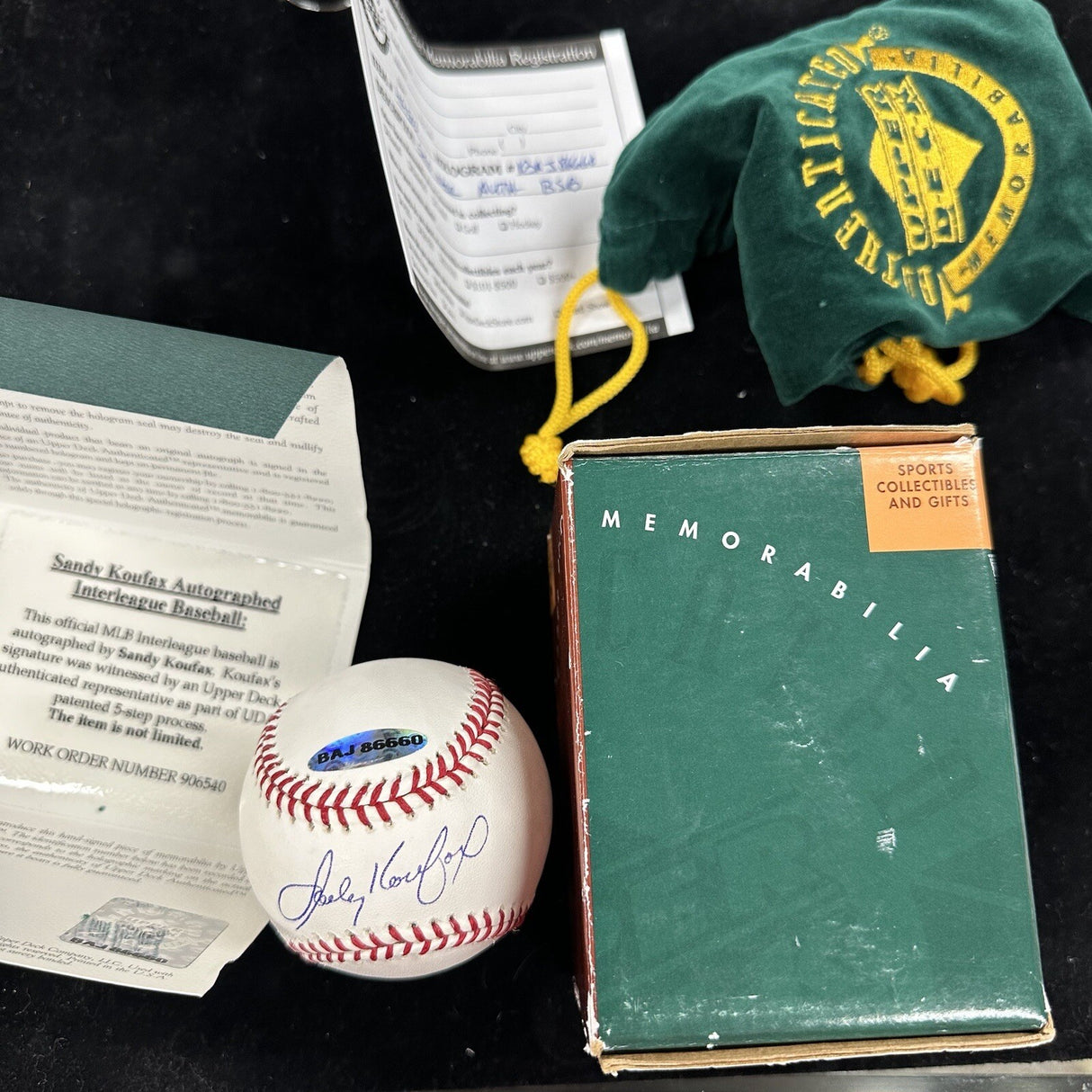 Sandy Koufax Signed Baseball Complete Upper Deck Box, Cert, Bag UDA MLB Holo