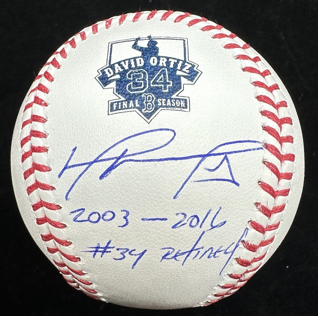 David Ortiz 2003-2016 #34 Retired Signed Retirement Logo Baseball BAS Beckett