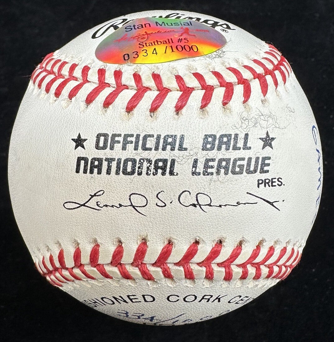 Stan Musial HOF MVP Signed RJ Stat Baseball Reggie Jackson Hologram