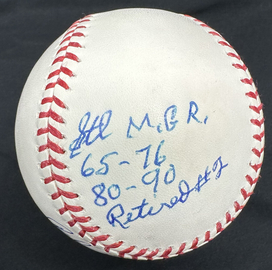 Red Schoendienst HOF 89 Signed Stat Baseball JSA Witness