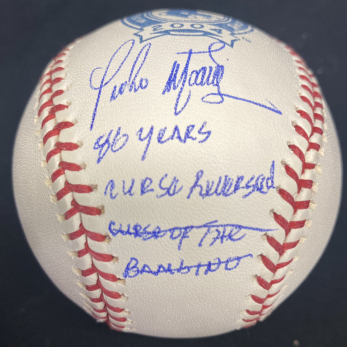 Pedro Martinez Curse Reversed Signed 2004 World Series Champs Baseball JSA
