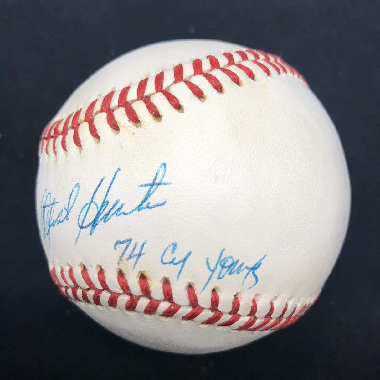 Jim Catfish Hunter Cy Young 1974 Signed Baseball JSA LOA