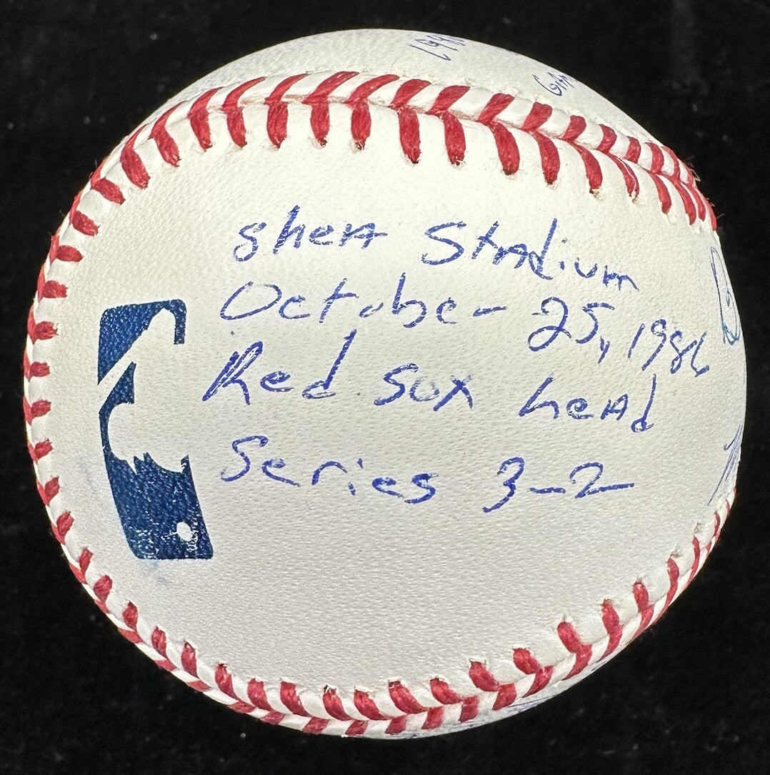 Mookie Wilson Bill Buckner 1986 WS Game 6 Stat Story Signed Baseball JSA PSA