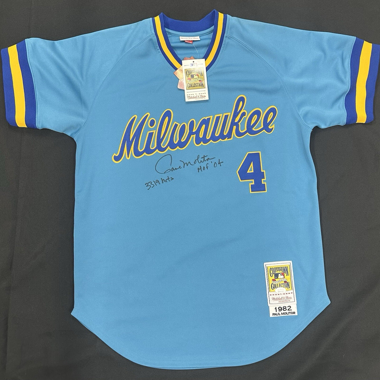 Paul Molitor 3319 Hits HOF 04 Signed Authentic Brewers Mitchell Ness Jersey JSA