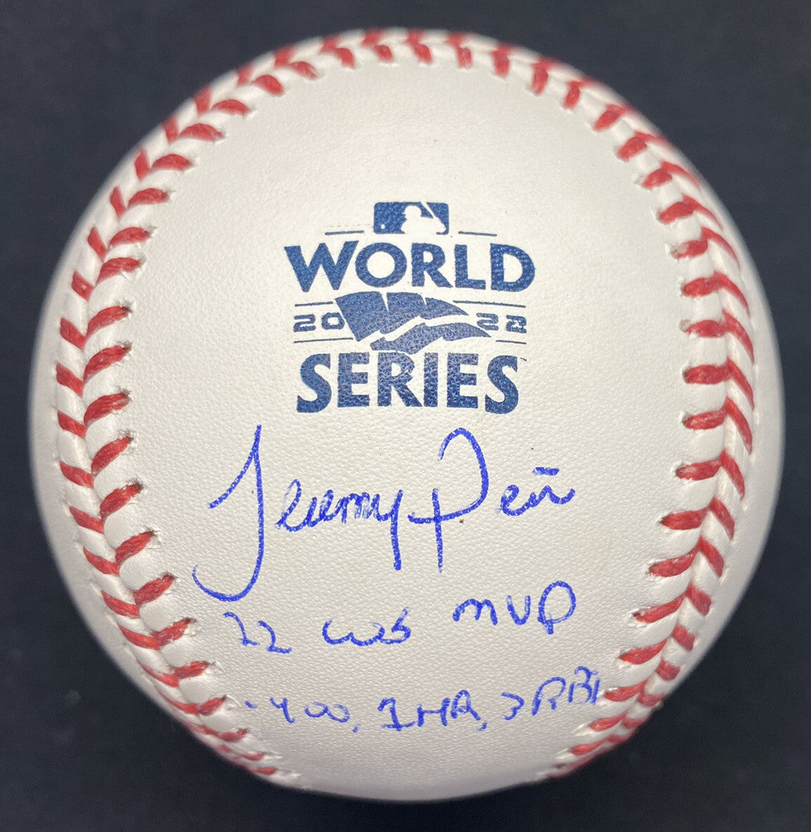 Jeremy Peña 22 WS MVP Stats Signed 2022 World Series Baseball Logo MLB Holo
