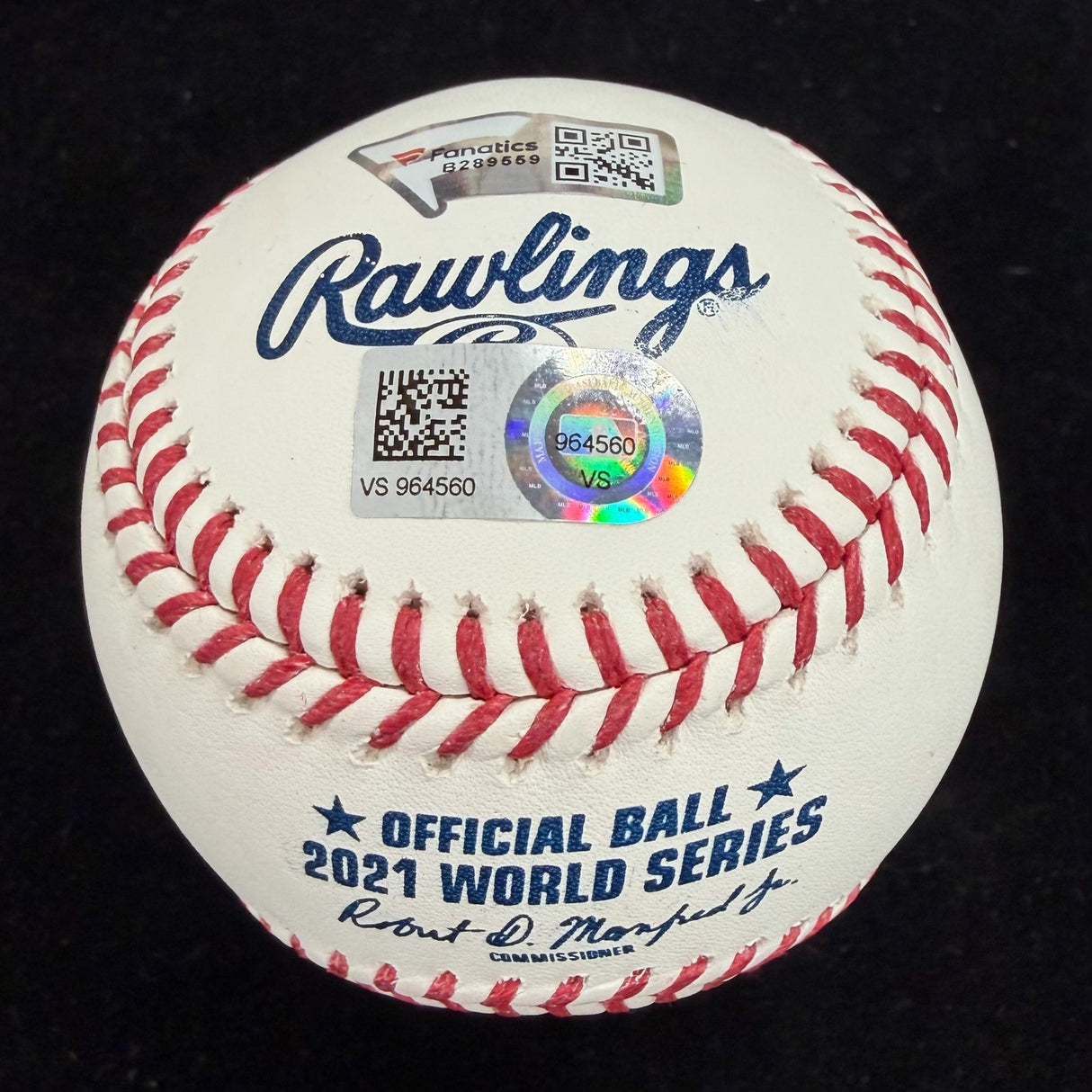 Max Fried 21 WS Champs Signed 2021 World Series Logo Baseball MLB Holo Fanatics