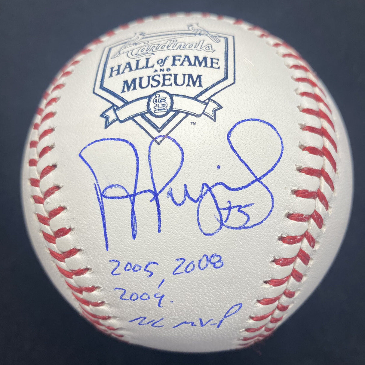 Albert Pujols 05, 08, 09 NL MVP Signed Cardinals HOF Logo Baseball Beckett BAS