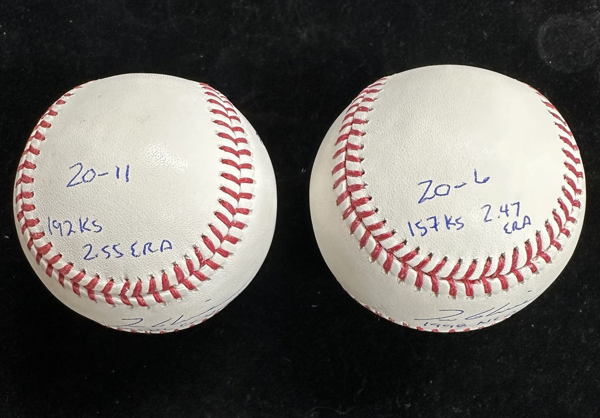 Tom Glavine 91 NL CY 98 NL CY Signed Stat Baseballs JSA