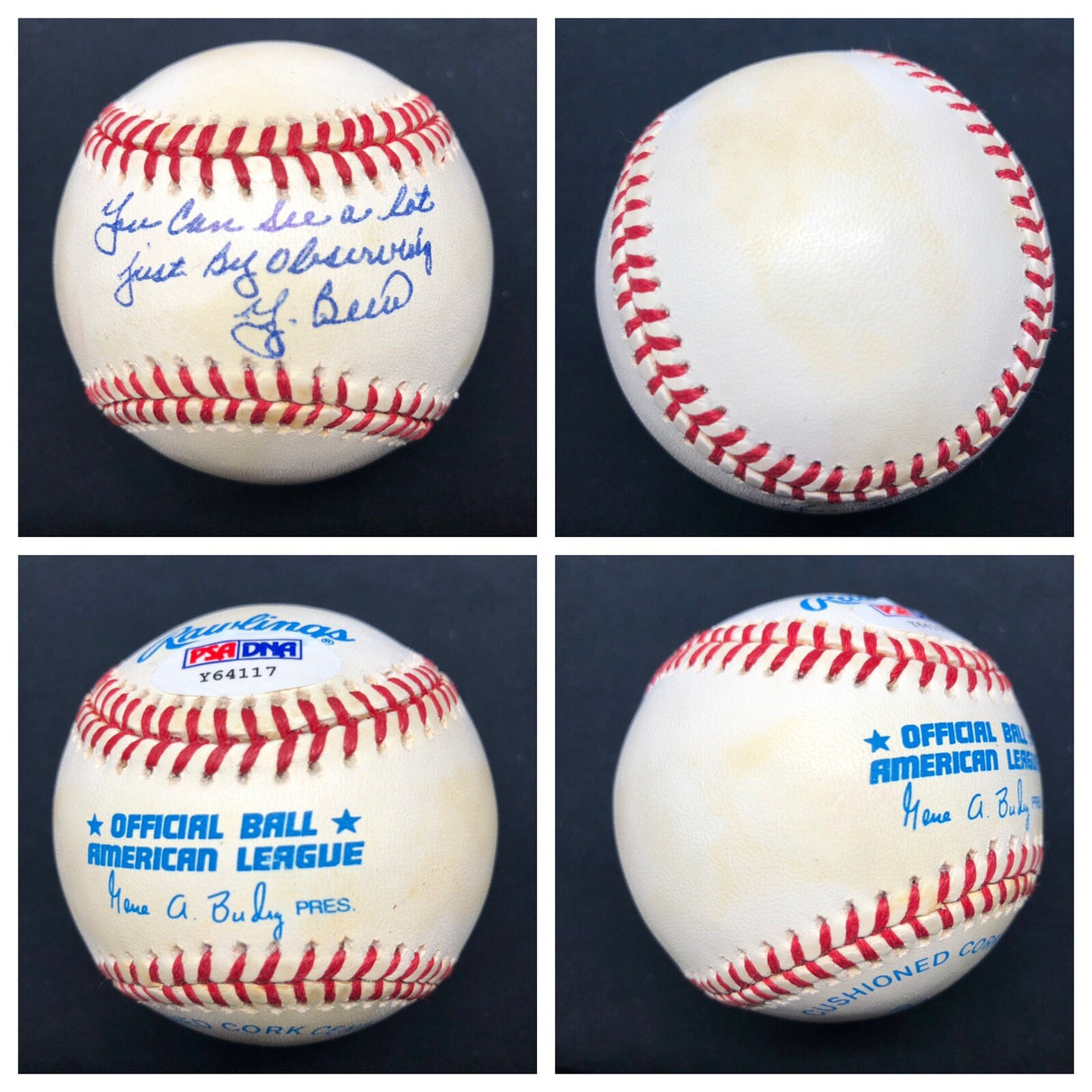 Yogi Berra Yogism (8) Inscription Signed Baseball Collection PSA JSA HOF Yankees