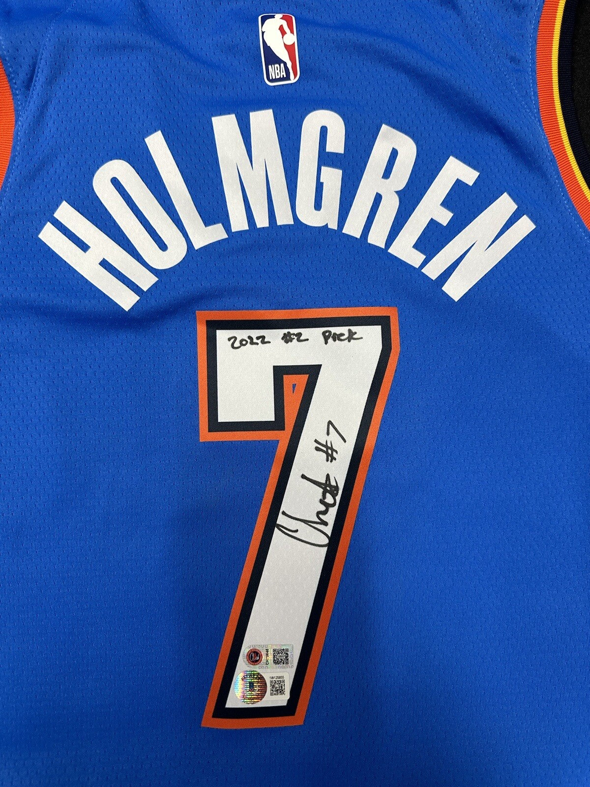 Chet Holmgren 2022 #2 Pick Signed OKC Thunder Swingman Jersey Beckett Witness