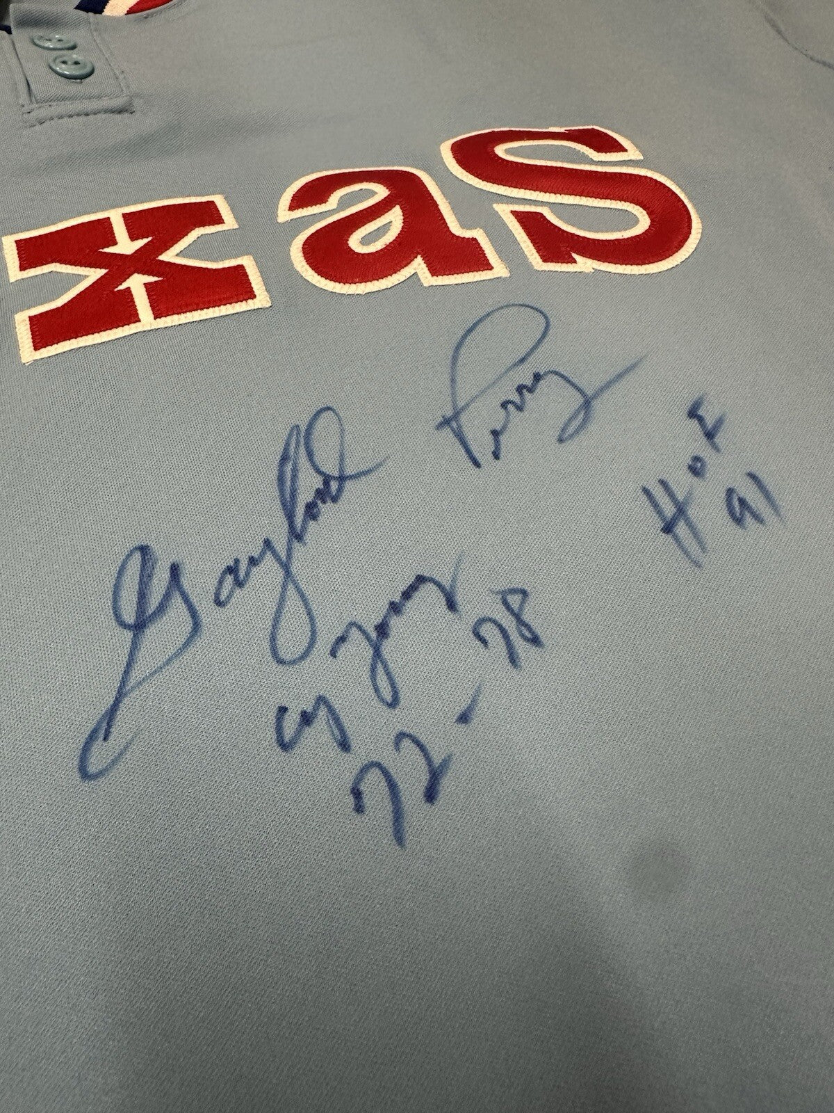 Gaylord Perry HOF 91 CY 72, 78 Signed Authentic Rangers Mitchell Ness Jersey JSA