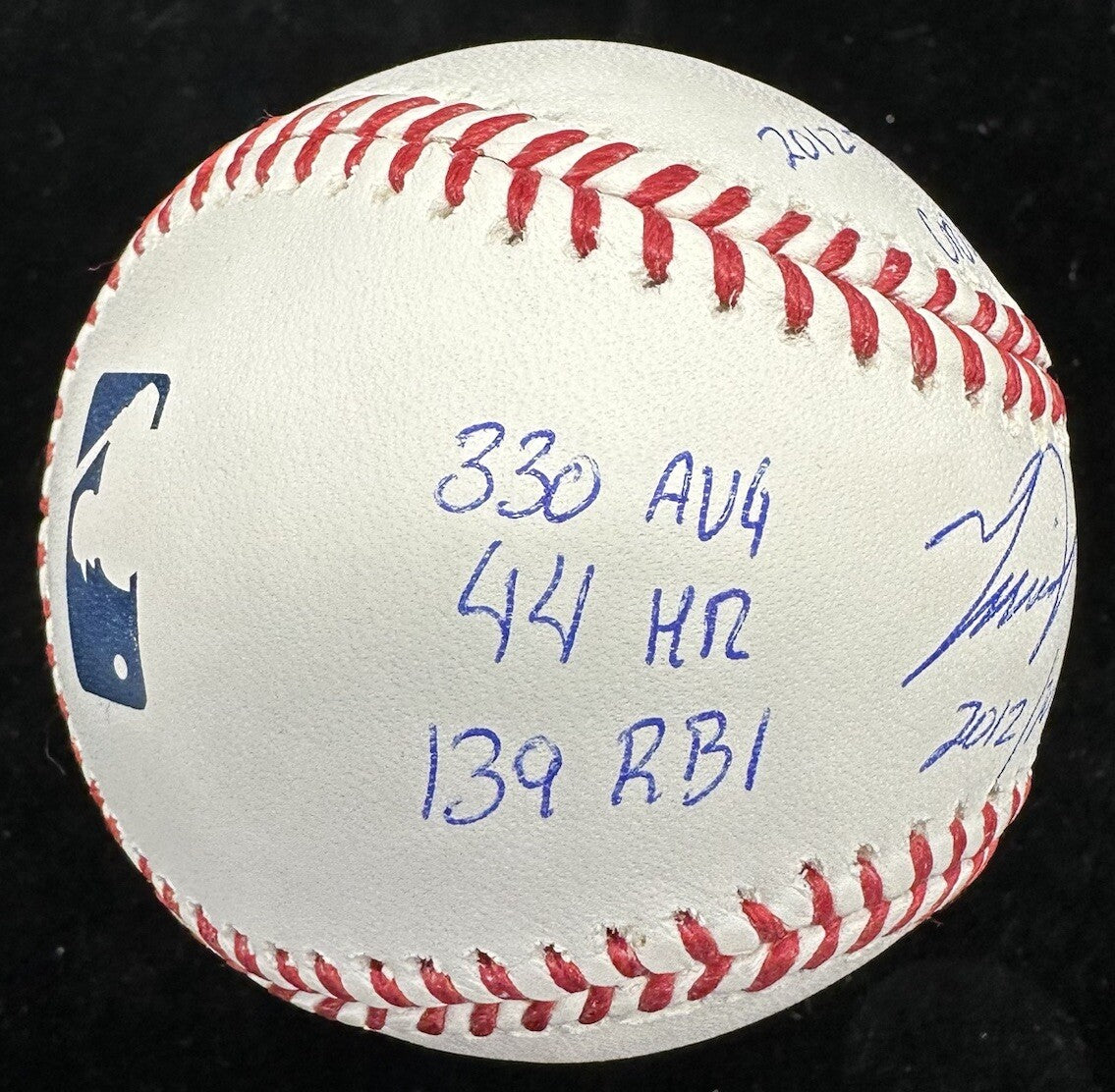 Miguel Cabrera 2012, 2013 AL MVP 2012 Triple Crown Signed Stat Baseball Beckett