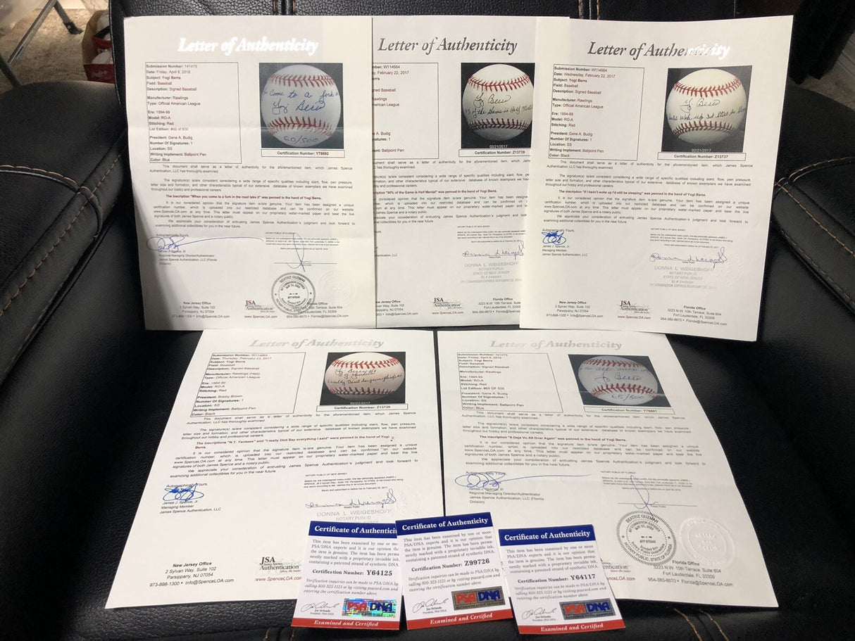 Yogi Berra Yogism (8) Inscription Signed Baseball Collection PSA JSA HOF Yankees