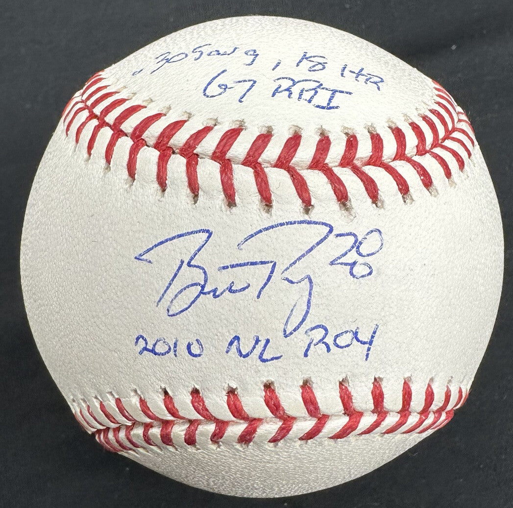 Buster Posey 2010 NL ROY Signed Stat Baseball MLB Holo