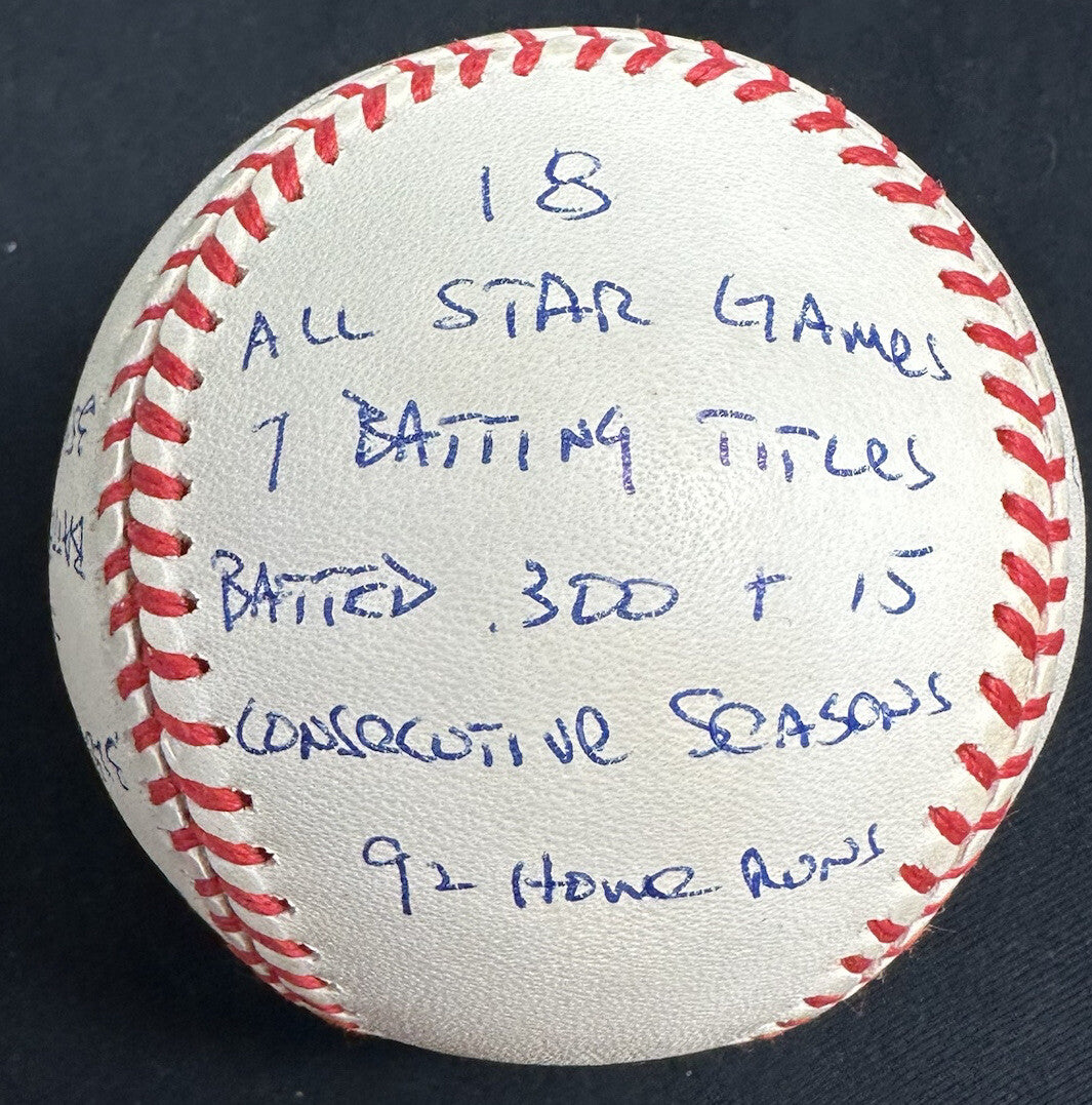 Rod Carew HOF 91 Signed Reggie Jackson Stat Baseball RJ Hologram