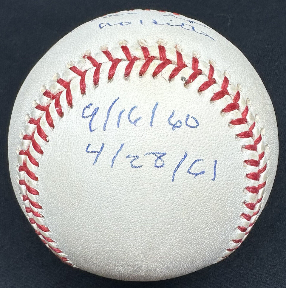 Warren Spahn 2 No Hitters 9/16/60 4/28/61 Signed Baseball JSA