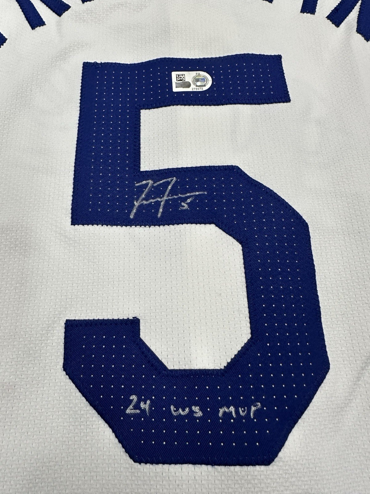 Freddie Freeman 24 WS MVP Signed Authentic Dodgers Nike Jersey MLB Holo