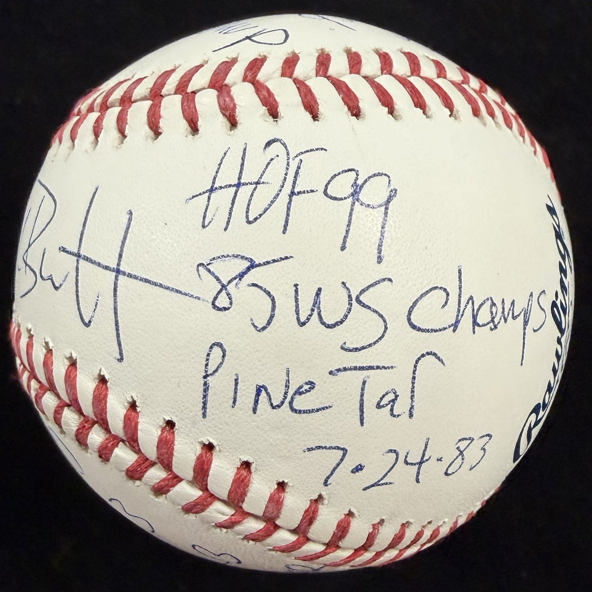 George Brett HOF 99 Signed 9 Inscription Stat Baseball JSA