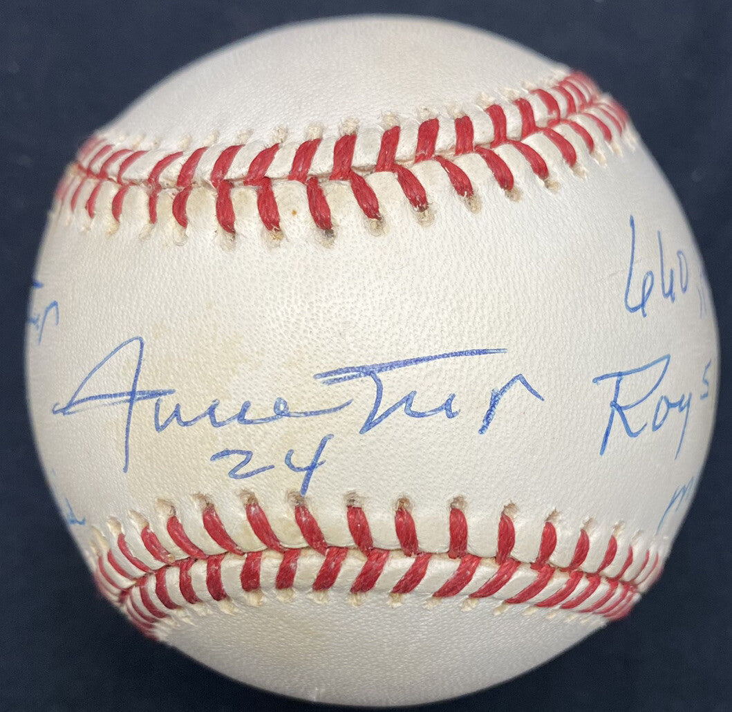 Willie Mays Twice Signed HOF MVP ROY Stat Baseball JSA LOA