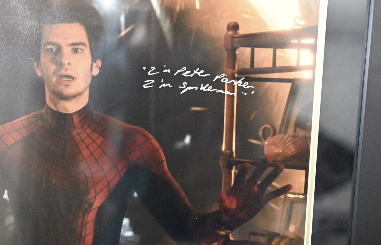 Andrew Garfield I’m Peter Parker I’m Spider-Man Signed 16x24 Photo Framed BAS